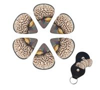 6 Pcs Guitar Picks Human Brain Guitar Pick Set Double-sided Personalized Bass Pick Plectrums with Organizer Storage Box Ukulele Picks Ukulele Accessories for Men Women