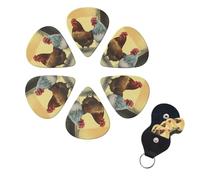 6 Pcs Guitar Picks Italian Chickens Guitar Pick Set Double-sided Personalized Bass Pick Plectrums with Organizer Storage Box Ukulele Picks Ukulele Accessories for Men Women