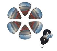 6 Pcs Guitar Picks Japan Mount Fuji Landscape Guitar Pick Set Double-sided Personalized Bass Pick Plectrums with Organizer Storage Box Ukulele Picks Ukulele Accessories for Men Women