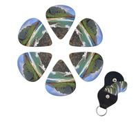 6 Pcs Guitar Picks Kauai Hawaii Seashore Guitar Pick Set Double-sided Personalized Bass Pick Plectrums with Organizer Storage Box Ukulele Picks Ukulele Accessories for Men Women