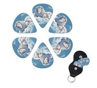 6 Pcs Guitar Picks Lamb with A Lion On The Clouds Guitar Pick Set Double-sided Personalized Bass Pick Plectrums with Organizer Storage Box Ukulele Picks Ukulele Accessories for Men Women