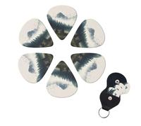 6 Pcs Guitar Picks Landscape Mountain Guitar Pick Set Double-sided Personalized Bass Pick Plectrums with Organizer Storage Box Ukulele Picks Ukulele Accessories for Men Women