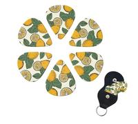 6 Pcs Guitar Picks Lemon Fruit Pattern Guitar Pick Set Double-sided Personalized Bass Pick Plectrums with Organizer Storage Box Ukulele Picks Ukulele Accessories for Men Women
