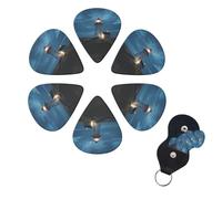 6 Pcs Guitar Picks Lighthouse at Night Guitar Pick Set Double-sided Personalized Bass Pick Plectrums with Organizer Storage Box Ukulele Picks Ukulele Accessories for Men Women