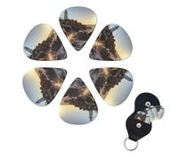 6 Pcs Guitar Picks Lighthouse Rocks Seaside Guitar Pick Set Double-sided Personalized Bass Pick Plectrums with Organizer Storage Box Ukulele Picks Ukulele Accessories for Men Women