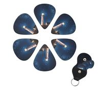 6 Pcs Guitar Picks Lighthouse Under Starry Night Sky Guitar Pick Set Double-sided Personalized Bass Pick Plectrums with Organizer Storage Box Ukulele Picks Ukulele Accessories for Men Women