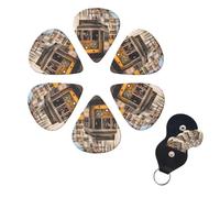 6 Pcs Guitar Picks Lisbon tram Guitar Pick Set Double-sided Personalized Bass Pick Plectrums with Organizer Storage Box Ukulele Picks Ukulele Accessories for Men Women
