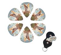 6 Pcs Guitar Picks Lovely Corgi Guitar Pick Set Double-sided Personalized Bass Pick Plectrums with Organizer Storage Box Ukulele Picks Ukulele Accessories for Men Women