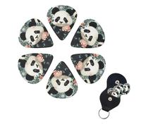 6 Pcs Guitar Picks Lovely Panda Printed Guitar Pick Set Double-sided Personalized Bass Pick Plectrums with Organizer Storage Box Ukulele Picks Ukulele Accessories for Men Women
