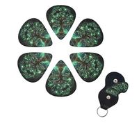 6 Pcs Guitar Picks Magical Green Tree Guitar Pick Set Double-sided Personalized Bass Pick Plectrums with Organizer Storage Box Ukulele Picks Ukulele Accessories for Men Women