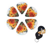 6 Pcs Guitar Picks Marigold Flower Autumn Flowers Guitar Pick Set Double-sided Personalized Bass Pick Plectrums with Organizer Storage Box Ukulele Picks Ukulele Accessories for Men Women
