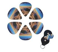 6 Pcs Guitar Picks Mauna Kea Summit Sunset Guitar Pick Set Double-sided Personalized Bass Pick Plectrums with Organizer Storage Box Ukulele Picks Ukulele Accessories for Men Women