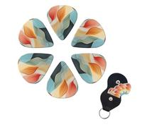 6 Pcs Guitar Picks Mid-Century Modern Style Guitar Pick Set Double-sided Personalized Bass Pick Plectrums with Organizer Storage Box Ukulele Picks Ukulele Accessories for Men Women