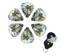 6 Pcs Guitar Picks Modern dragonfly Guitar Pick Set Double-sided Personalized Bass Pick Plectrums with Organizer Storage Box Ukulele Picks Ukulele Accessories for Men Women