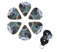 6 Pcs Guitar Picks Moraine Lake Canoes Guitar Pick Set Double-sided Personalized Bass Pick Plectrums with Organizer Storage Box Ukulele Picks Ukulele Accessories for Men Women