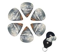6 Pcs Guitar Picks Mountain Top Clouds Guitar Pick Set Double-sided Personalized Bass Pick Plectrums with Organizer Storage Box Ukulele Picks Ukulele Accessories for Men Women