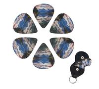 6 Pcs Guitar Picks National park lake Guitar Pick Set Double-sided Personalized Bass Pick Plectrums with Organizer Storage Box Ukulele Picks Ukulele Accessories for Men Women