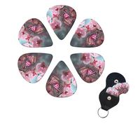 6 Pcs Guitar Picks Orchid Flower Butterfly Spring Guitar Pick Set Double-sided Personalized Bass Pick Plectrums with Organizer Storage Box Ukulele Picks Ukulele Accessories for Men Women