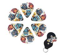 6 Pcs Guitar Picks Owls on Tree Branches Guitar Pick Set Double-sided Personalized Bass Pick Plectrums with Organizer Storage Box Ukulele Picks Ukulele Accessories for Men Women