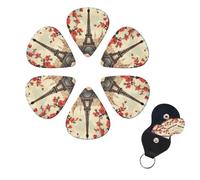 6 Pcs Guitar Picks Paris Vintage Floral Guitar Pick Set Double-sided Personalized Bass Pick Plectrums with Organizer Storage Box Ukulele Picks Ukulele Accessories for Men Women