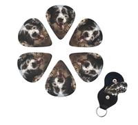 6 Pcs Guitar Picks Pastor Border Collie Guitar Pick Set Double-sided Personalized Bass Pick Plectrums with Organizer Storage Box Ukulele Picks Ukulele Accessories for Men Women