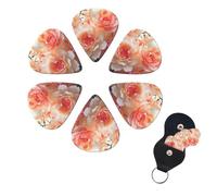 6 Pcs Guitar Picks Peach Peony Guitar Pick Set Double-sided Personalized Bass Pick Plectrums with Organizer Storage Box Ukulele Picks Ukulele Accessories for Men Women