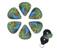 6 Pcs Guitar Picks Peacocks Feather Guitar Pick Set Double-sided Personalized Bass Pick Plectrums with Organizer Storage Box Ukulele Picks Ukulele Accessories for Men Women