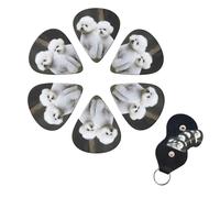 6 PCS Guitar Picks Plectrums with Bag Bichon Frise Bass Picks Thin Medium Heavy Guitar Plectrums for Acoustic Electric Guitars Bass Ukulele Guitar Lovers Gift