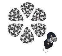 6 PCS Guitar Picks Plectrums with Bag Black and White Soccer Ball Pattern Bass Picks Thin Medium Heavy Guitar Plectrums for Acoustic Electric Guitars Bass Ukulele Guitar Lovers Gift