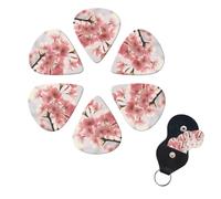 6 PCS Guitar Picks Plectrums with Bag cherry blossom Bass Picks Thin Medium Heavy Guitar Plectrums for Acoustic Electric Guitars Bass Ukulele Guitar Lovers Gift