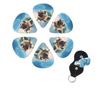 6 PCS Guitar Picks Plectrums with Bag Funny Turtle Pug Dog in The Sky Bass Picks Thin Medium Heavy Guitar Plectrums for Acoustic Electric Guitars Bass Ukulele Guitar Lovers Gift