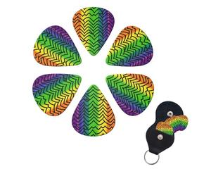 6 PCS Guitar Picks Plectrums with Bag Gay Pride Rainbow Bass Picks Thin Medium Heavy Guitar Plectrums for Acoustic Electric Guitars Bass Ukulele Guitar Lovers Gift