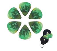 6 PCS Guitar Picks Plectrums with Bag Green castle Bass Picks Thin Medium Heavy Guitar Plectrums for Acoustic Electric Guitars Bass Ukulele Guitar Lovers Gift