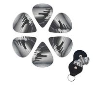 6 PCS Guitar Picks Plectrums with Bag Grey Zen Stones Picture Bass Picks Thin Medium Heavy Guitar Plectrums for Acoustic Electric Guitars Bass Ukulele Guitar Lovers Gift