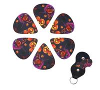 6 PCS Guitar Picks Plectrums with Bag Happy Halloween Party Bass Picks Thin Medium Heavy Guitar Plectrums for Acoustic Electric Guitars Bass Ukulele Guitar Lovers Gift
