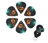 6 PCS Guitar Picks Plectrums with Bag Happy Halloween Pumpkins Bass Picks Thin Medium Heavy Guitar Plectrums for Acoustic Electric Guitars Bass Ukulele Guitar Lovers Gift