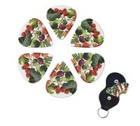 6 PCS Guitar Picks Plectrums with Bag Introduction of various vegetables Bass Picks Thin Medium Heavy Guitar Plectrums for Acoustic Electric Guitars Bass Ukulele Guitar Lovers Gift
