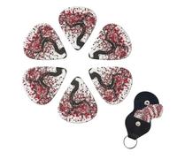 6 PCS Guitar Picks Plectrums with Bag Japanese Cherry Tree Bass Picks Thin Medium Heavy Guitar Plectrums for Acoustic Electric Guitars Bass Ukulele Guitar Lovers Gift