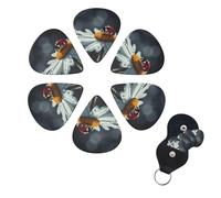6 PCS Guitar Picks Plectrums with Bag Ladybug on Daisy Flower Bass Picks Thin Medium Heavy Guitar Plectrums for Acoustic Electric Guitars Bass Ukulele Guitar Lovers Gift