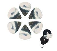 6 PCS Guitar Picks Plectrums with Bag Landscape Mountain Bass Picks Thin Medium Heavy Guitar Plectrums for Acoustic Electric Guitars Bass Ukulele Guitar Lovers Gift
