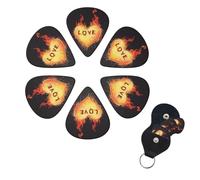 6 PCS Guitar Picks Plectrums with Bag Love Burns Bass Picks Thin Medium Heavy Guitar Plectrums for Acoustic Electric Guitars Bass Ukulele Guitar Lovers Gift