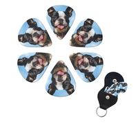 6 PCS Guitar Picks Plectrums with Bag Lovely Boston Terrier Bass Picks Thin Medium Heavy Guitar Plectrums for Acoustic Electric Guitars Bass Ukulele Guitar Lovers Gift