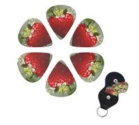 6 PCS Guitar Picks Plectrums with Bag Lovely Strawberry Bass Picks Thin Medium Heavy Guitar Plectrums for Acoustic Electric Guitars Bass Ukulele Guitar Lovers Gift