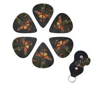 6 PCS Guitar Picks Plectrums with Bag Monarch Butterflies1 Bass Picks Thin Medium Heavy Guitar Plectrums for Acoustic Electric Guitars Bass Ukulele Guitar Lovers Gift