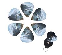 6 PCS Guitar Picks Plectrums with Bag Mountain and sea Bass Picks Thin Medium Heavy Guitar Plectrums for Acoustic Electric Guitars Bass Ukulele Guitar Lovers Gift