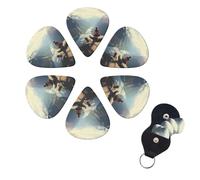 6 PCS Guitar Picks Plectrums with Bag Mountain Top Yoga Bass Picks Thin Medium Heavy Guitar Plectrums for Acoustic Electric Guitars Bass Ukulele Guitar Lovers Gift
