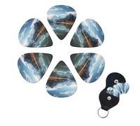 6 PCS Guitar Picks Plectrums with Bag Mountains surround the lake Bass Picks Thin Medium Heavy Guitar Plectrums for Acoustic Electric Guitars Bass Ukulele Guitar Lovers Gift
