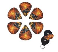 6 PCS Guitar Picks Plectrums with Bag Musical Theatre Bass Picks Thin Medium Heavy Guitar Plectrums for Acoustic Electric Guitars Bass Ukulele Guitar Lovers Gift