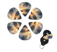 6 PCS Guitar Picks Plectrums with Bag New York in the sunset Bass Picks Thin Medium Heavy Guitar Plectrums for Acoustic Electric Guitars Bass Ukulele Guitar Lovers Gift