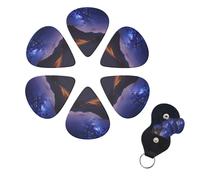 6 PCS Guitar Picks Plectrums with Bag Night in the desert Bass Picks Thin Medium Heavy Guitar Plectrums for Acoustic Electric Guitars Bass Ukulele Guitar Lovers Gift